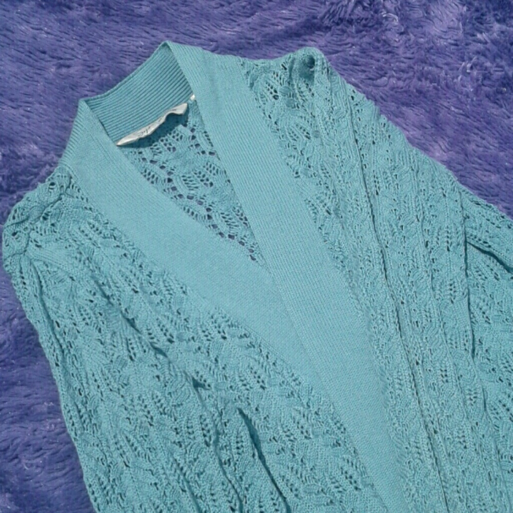 Teal open-front cardigan